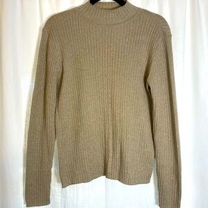Liz Claiborne Gold Metallic Turtleneck Cotton Size M